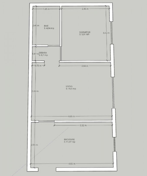 Apartament 2 camere la CHEIE, 44 mp.