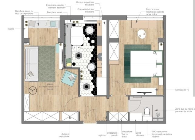 Apartament 2 camere 54 mp utili, zona Parang, Manastur
