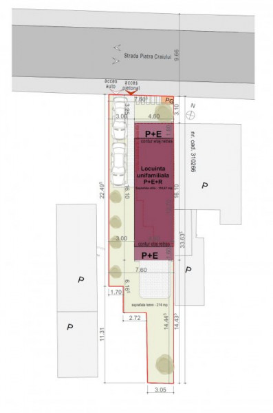  Teren autorizat casa individuala 155 mp utili, teren 214 mp,str.Piatra Craiului