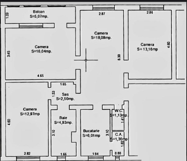 Apart. 4 cam., decom., 77 mp, 1687 euro/mp, Manastur