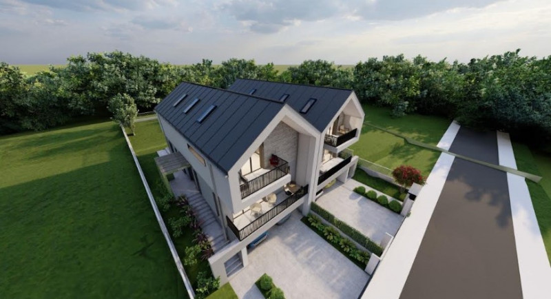 Teren autorizat pt. casa cuplata, 722 mp, front  20 ml, Campenesti